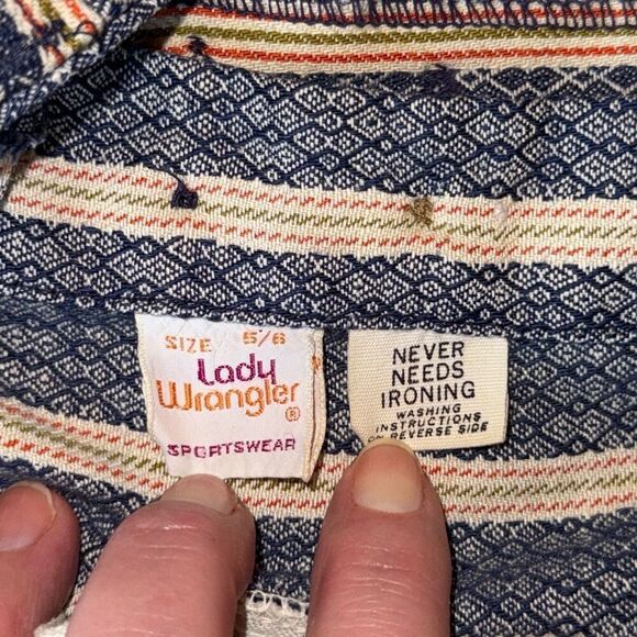 Vintage 1960s 70s Lady Wrangler Striped Patch Pocket Flare Pants Hippie Western - Picture 13 of 14